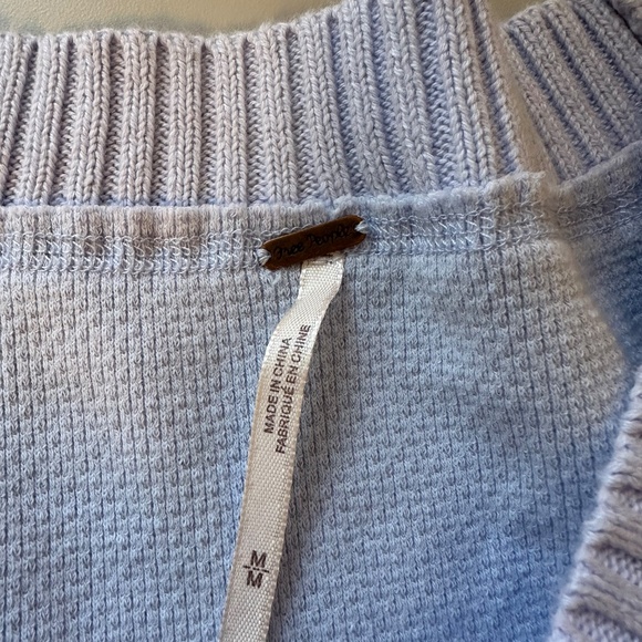 Free People Periwinkle Combo Fair Isle Thermal Long Sleeve T-Shirt | Side Medium - Picture 8 of 11